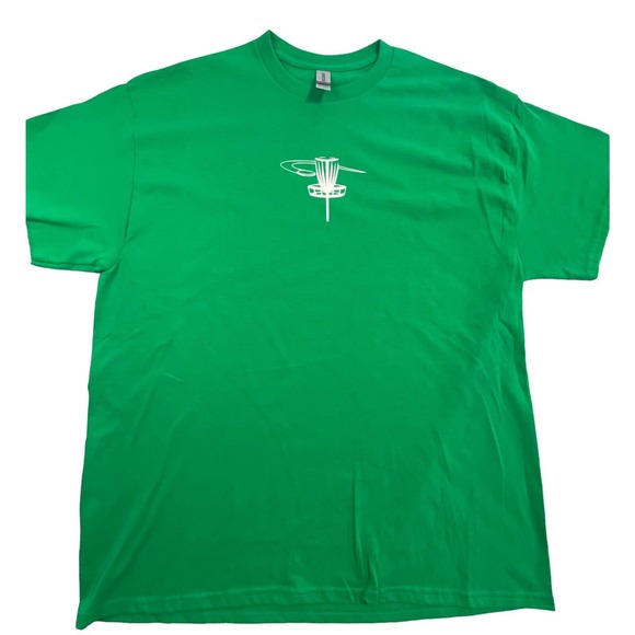 Disc Golf Shirt BASKET TREE SCENE Disc Golfer XL Graphic T-Shirt Gildan GREEN - Picture 5 of 8